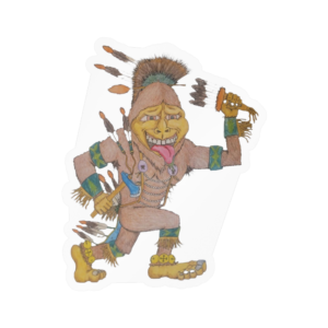 Cartoon Bigfoot Warrior Kiss-Cut Vinyl Sticker