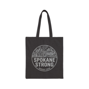 SPOKANE STRONG | Emblem on Dark Tote Bag | 100% Proceeds Support Spokane Complex Fire Relief Fund