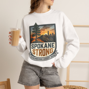 SPOKANE STRONG | Memorial Crest Crewneck | 100% Proceeds Support Spokane Complex Fire Relief Fund